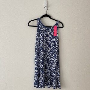 Lilly Pulitzer Navy and White Coral Flounce Dress